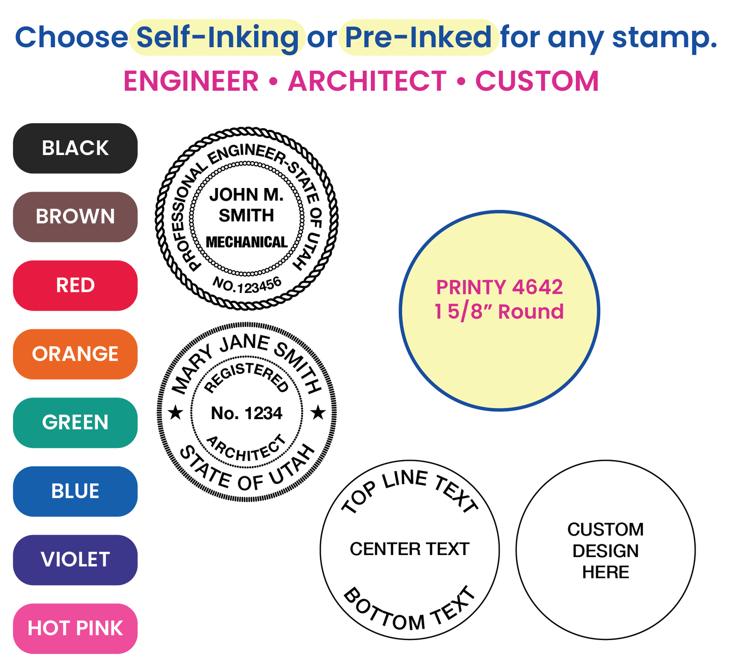Round Custom Self-Inking Stamp 1-5/8" Diameter