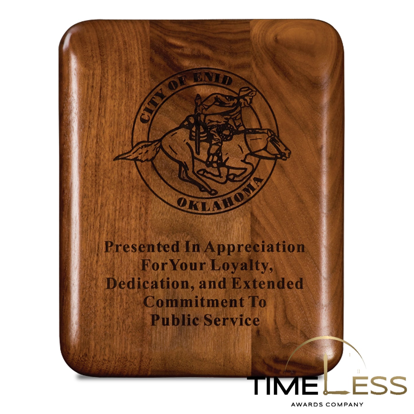 Genuine Walnut Plaque with Eliptical Edge Rounded Corners