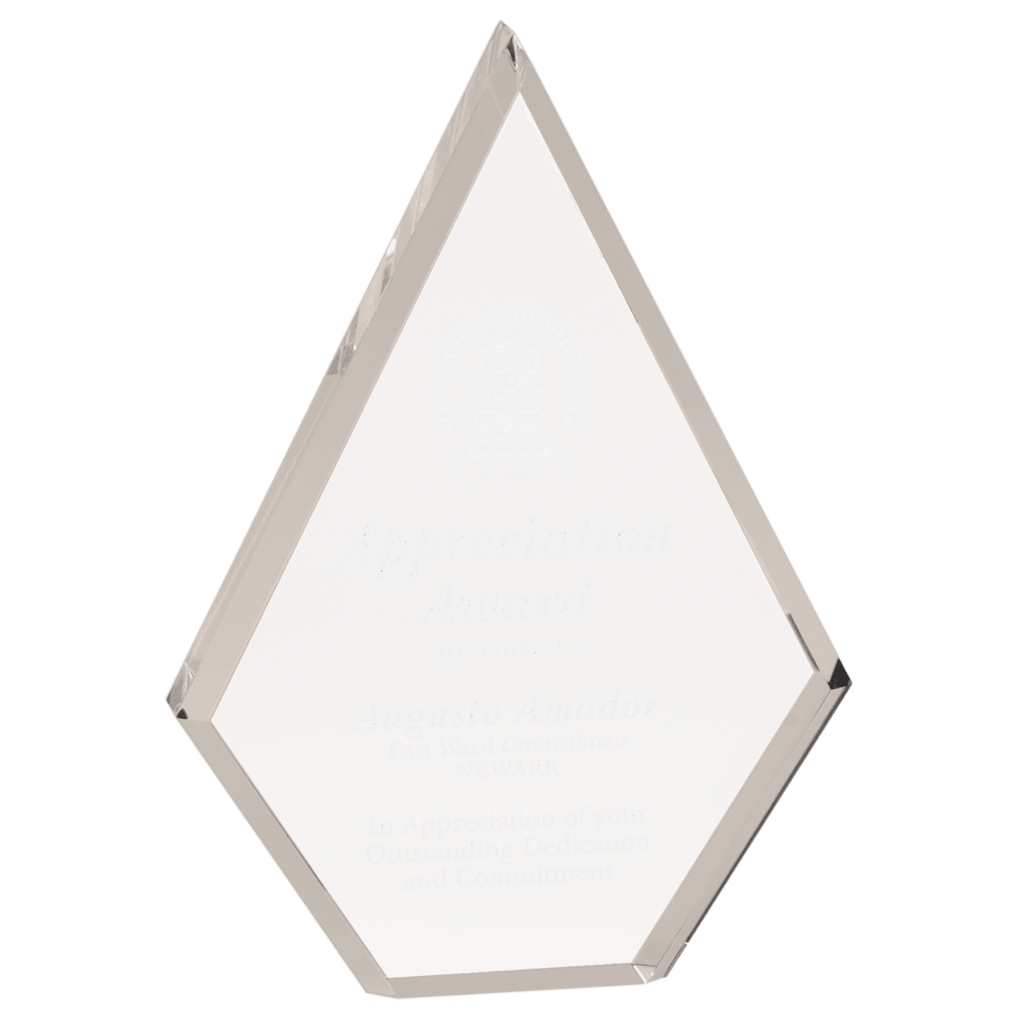 Clear Diamond Shaped Acrylic Award