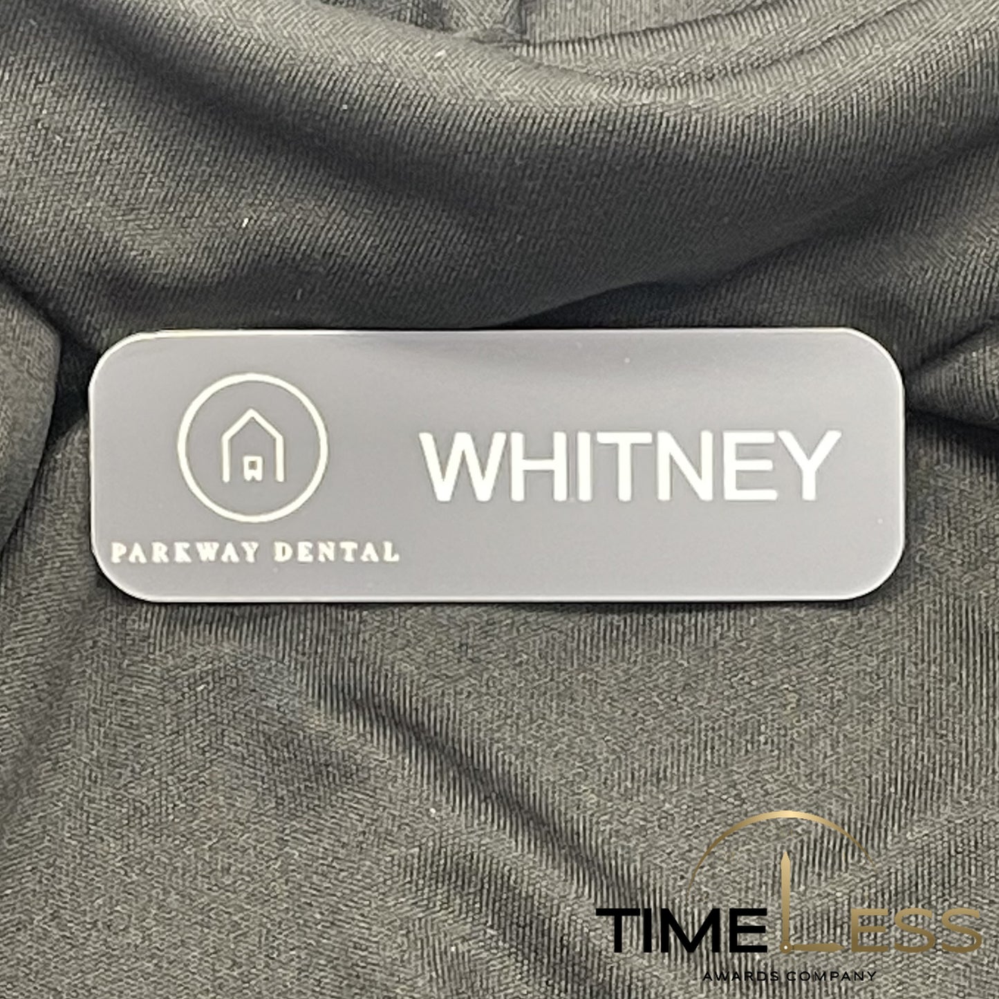 Gray  (White Engraving) Plastic Name Badge