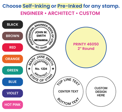 Round Custom Self-Inking Stamp 2" Diameter