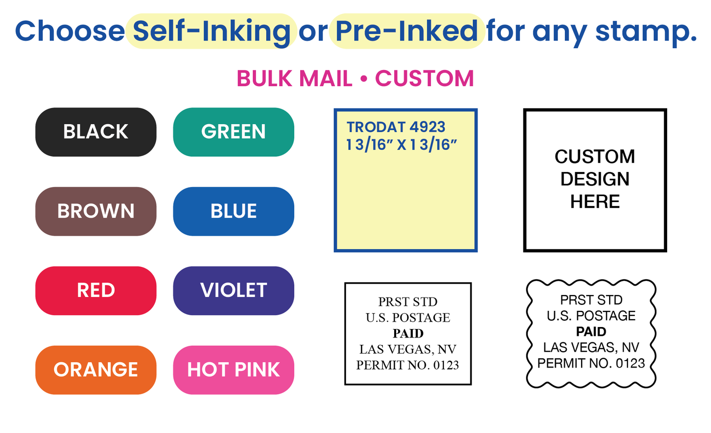 (BULK MAIL) Custom Self-Inking Stamp 4923 1-3/16" x 1-3/16"